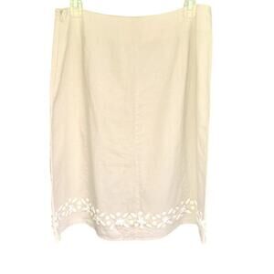 Willi Smith Natural Linen Cotton Blend A Line Skirt Shell Ribbon Embellishment 8